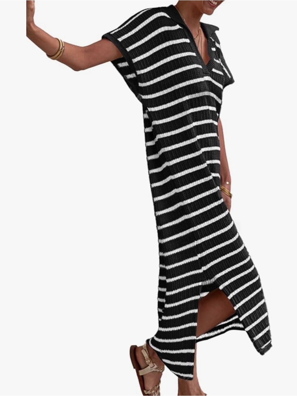Striped Black & White Knit Dress